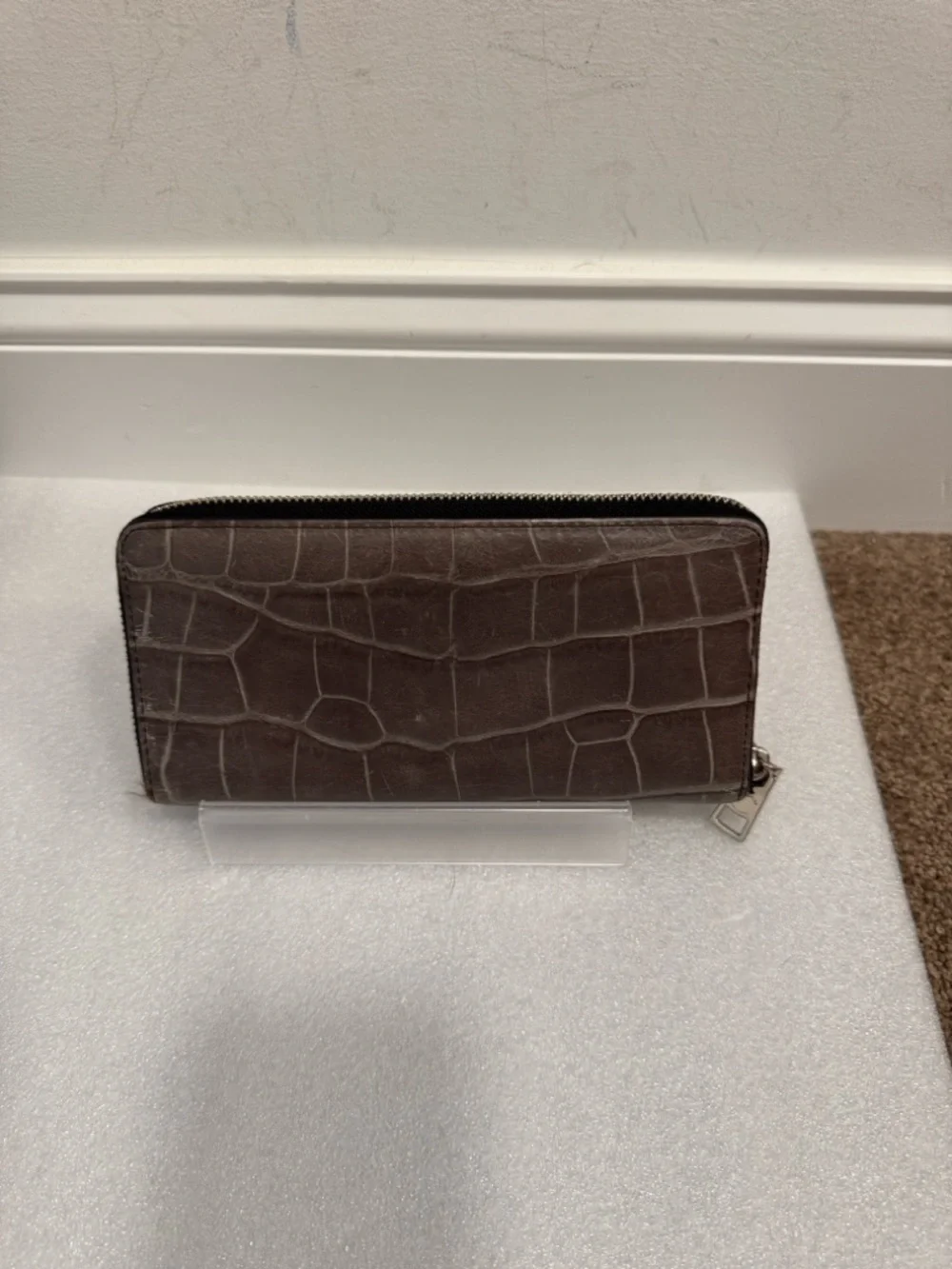 COACH gray Croc-Embossed Zip Wallet - Picture 2 of 6